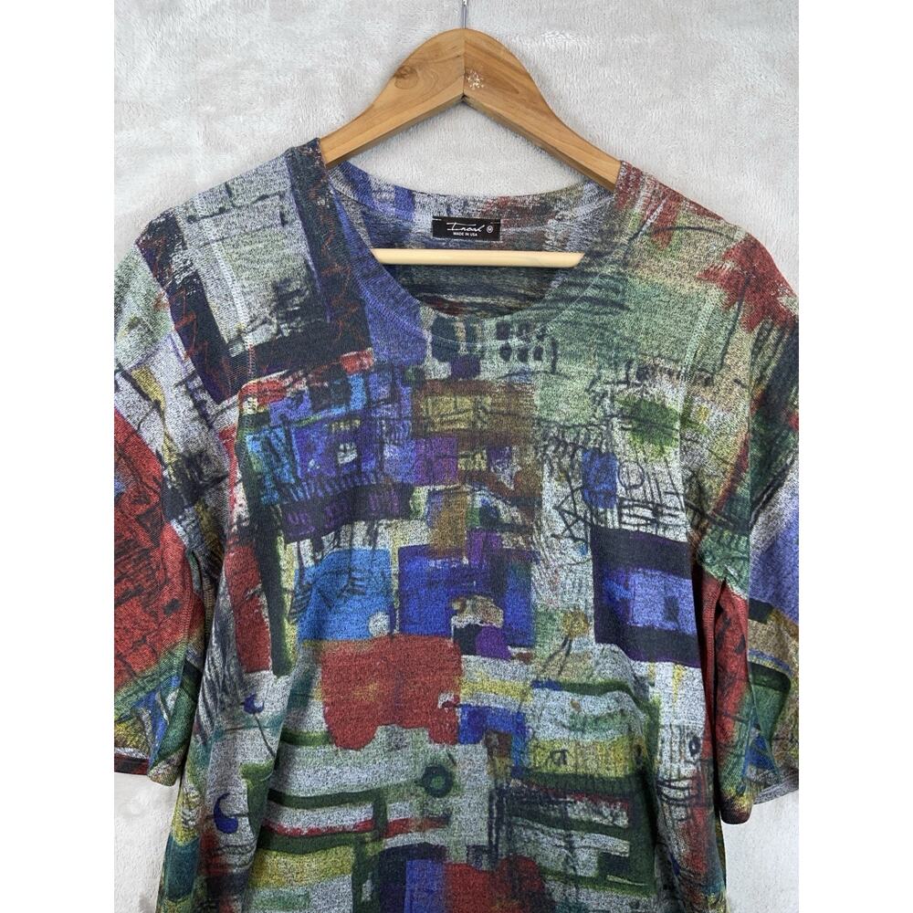 Inoah Abstract Art Print Swing Top Med Made In USA Lagenlook Boho Whimsigoth - Picture 3 of 10